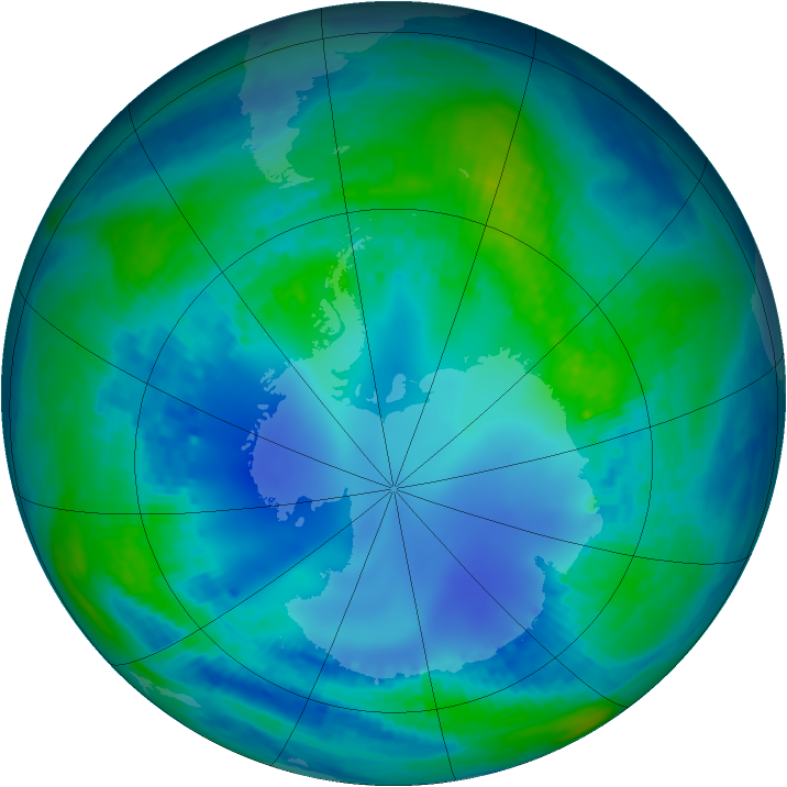 Antarctic ozone map for 05 May 2002